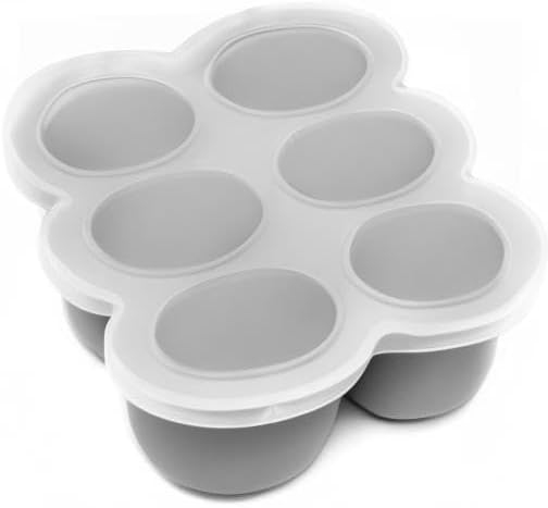 WeeSprout Silicone Freezer Tray with Clip on Lid Perfect Food Storage Container for Homemade Baby Food, Vegetable, Fruit Purees, and Breast Milk (Bright Grey, Six 3 Ounce Sections)