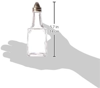 New Star Foodservice 22155 Glass Oil and Vinegar Cruet with Stainless Steel Top , Square, 6-Ounce, Set of 12