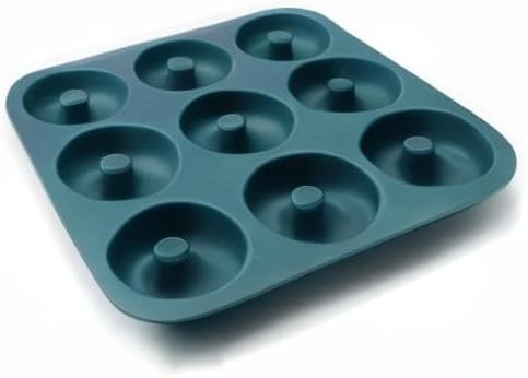 Large Silicone Donut Pan for Baking, 9 Cavity Non-Stick Food Grade Silicone Donut Molds, Doughnut Pan and Bagel Pans for Baking & Kitchen, BPA Free 11.2 x 11.1 Inches, Dishwasher Safe - Blue