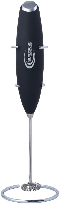 Silverdome's Powerful Handheld Milk Frother, Stainless Steel whisk for Silky Foam in Seconds, Battery Operated(Not Included), Perfect for café-style drinks, Coffee, Lattes, Cappuccino, Hot Chocolate.