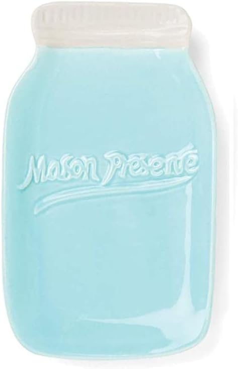Fox Run 11704 Ceramic Mason Jar Spoon Rest, 6 x 3.5 x 0.75 inches, Blue
