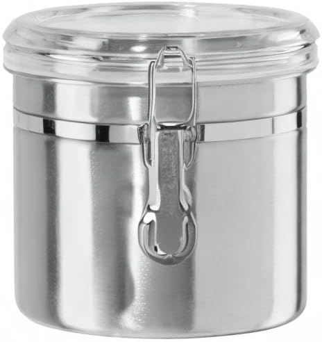 Oggi 36-Ounce Stainless Steel Canister with Clear Acrylic Lid and Locking Clamp