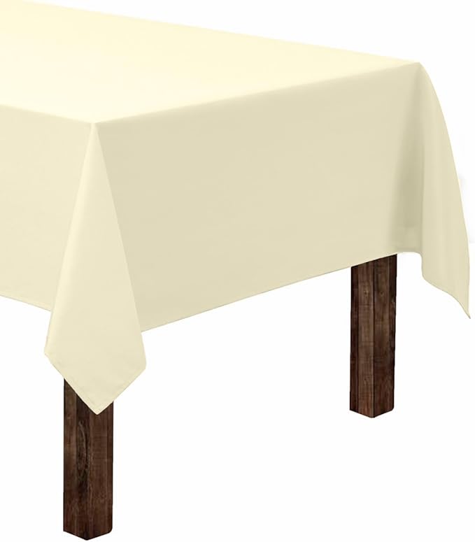 Gee Di Moda Rectangle Tablecloth - 60 x 102" Inch - Ivory Rectangular Table Cloth for 6 Foot Table in Washable Polyester - Great for Buffet Table, Parties, Holiday Dinner, Wedding & More