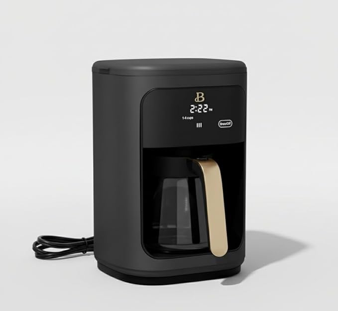 Beautiful 14Cup Programmable Coffee Maker, Touch-Activated Display, Auto Brew with 3 Flavor Options (Black Sesame)