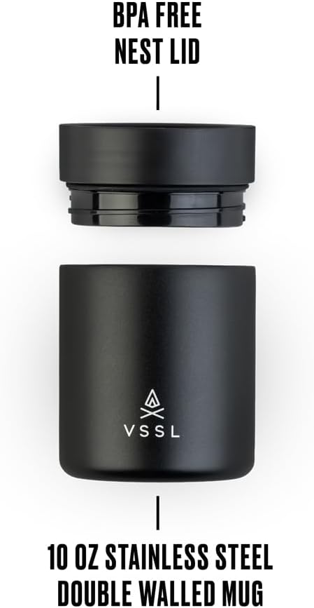 VSSL Nest 10 oz Mug, Stainless Steel, Double Walled, Vacuum Sealed & Integrates with VSSL Nest Products