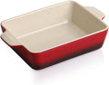 Sweejar Ceramic Baking Dish, Rectangular Small Baking Pan with Double Handles, 20 Oz for Cooking, Brownie, Kitchen, 6.5 x 4.9 x 1.8 Inches (Gradient Red)