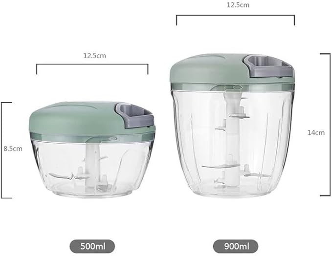 Food Chopper,Garlic Chopper with Container,Vegetable Kitchen Cutter,Pull String Hand Manual Food Processor Sharp Blades Mincer Shredder for Cutting Onions Chili Ginger Seasoning (Blue, 500ml)
