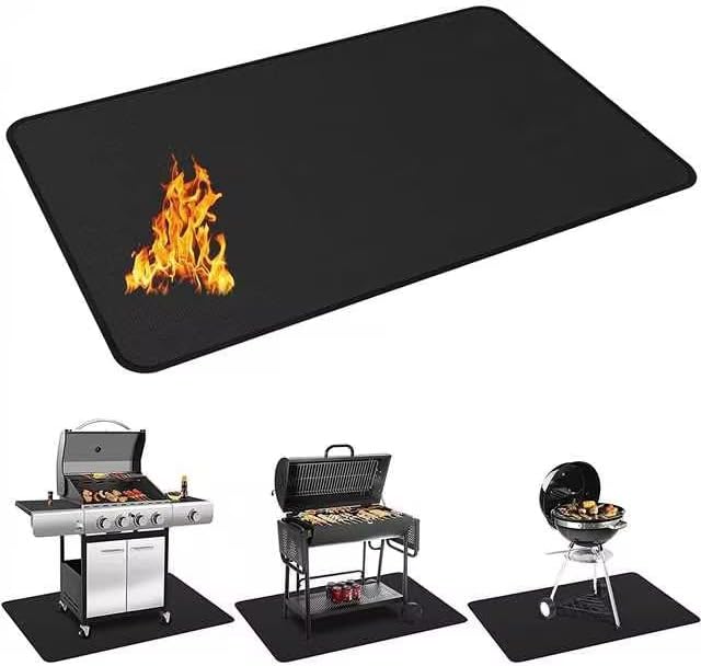 48 x 30 inch Under Grill Mats for Outdoor Grill, Double-Sided Fireproof Deck and Patio Protector Mat, BBQ Mat for Under BBQ, Waterproof Oil-Proof Grill Floor Pads Fire Pit Mat Fireplace Mat