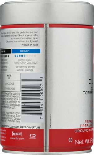 Illy Classico Ground Espresso Coffee, Medium Roast Roast With Notes Of Chocolate & Caramel, 100% Arabica, 8.8 Ounce (Pack Of 1)