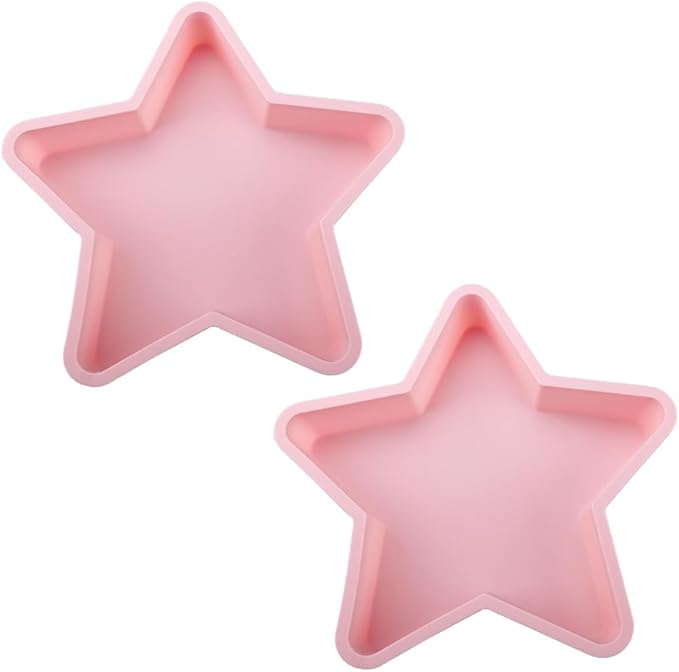 2 Pcs Star Shaped Cake Pans, 10 Inch Silicone Cake Molds, Silicone Baking Mold, Flexible Nonstick Baking Pans for Cakes, Cheese Cakes and Chocolate Cake - Pink