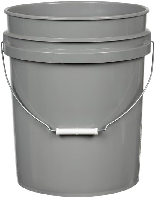 House Naturals 5 Gallon Premium HPDE Plastic Bucket - Made in USA Food Grade Storage Container, BPA Free All Purpose Pail (2, Gray)
