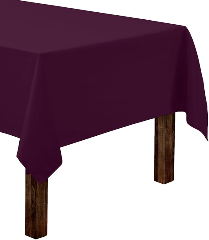 Gee Di Moda Rectangle Tablecloth - 60 x 102 Inch Eggplant - Heavy Duty, Wrinkle Resistant, Machine Washable - For 6 Ft Rectangular Table, Buffet, Dinner, Wedding & Baby Shower