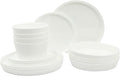 Gibson Home Modern Opal (Service for 4) 16 Piece Glass Chip Resistant Dishes Double Plates and Bowls Lightweight Dinnerware Set