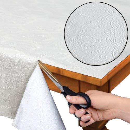 Home Bargains Plus Quilted Heavy Duty Table Pad Protector with Flannel Backing, Cut to Fit, Heat Resistant, Wipe Clean, Protects Table from Spills and Scratches, White, 52” x 120” Rectangle