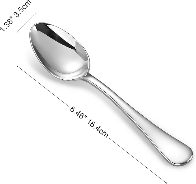 KEAWELL Premium Verona 8-Piece Spoon Set 6.5-Inch – 18/10 Stainless Steel, Heavy-Duty Mirror-Finished Flatware for Daily Meals, Hosting, and Special Occasions (8, Teaspoons)