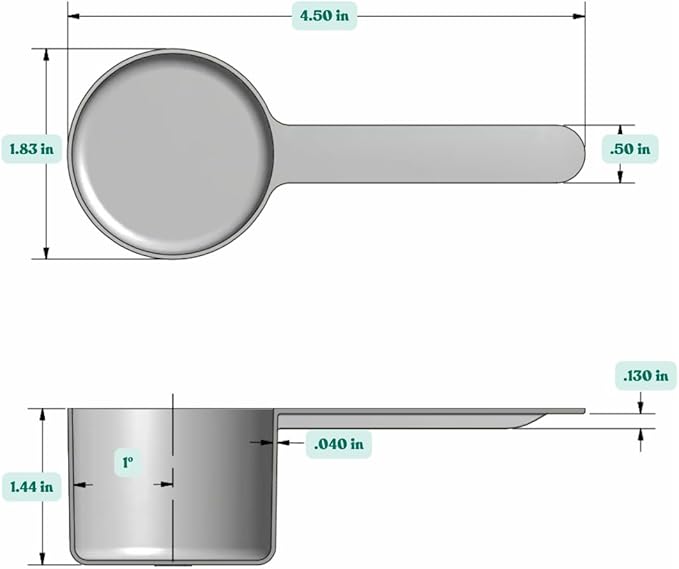 53 mL (1.8 Oz. | 3.58 Tablespoon) Long Handle Scoop for Measuring Coffee, Pet Food, Grains, Protein, Spices and Other Dry Goods (Pack of 100)