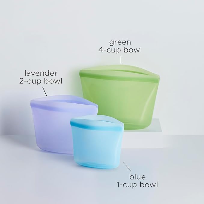 Stasher Premium Silicone Reusable Food Storage Bags, 3-Pack, Multi, Multi-Use Food Storage Bags, Lunch Bag, Travel Containers, BPA Free, Leak-free, Dishwasher-Safe, Eco-friendly
