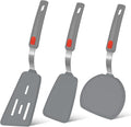 Beijiyi Silicone Spatula Turner Set of 3, 600°F Heat Resistant Nonstick Turner Spatulas for Kitchen Use, Large Flexible Silicone Cooking Utensils Rubber Spatula Set for Egg, Pancake, Fish (Gray)