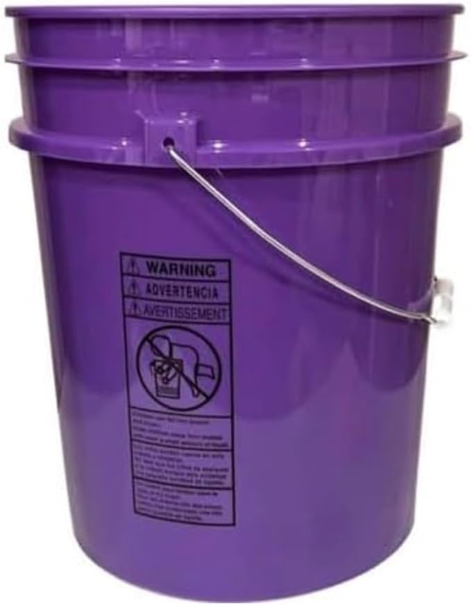 House Naturals 5 Gallon Premium HPDE Plastic Bucket - Made in USA Food Grade Storage Container, BPA Free All Purpose Pail (3, Purple)