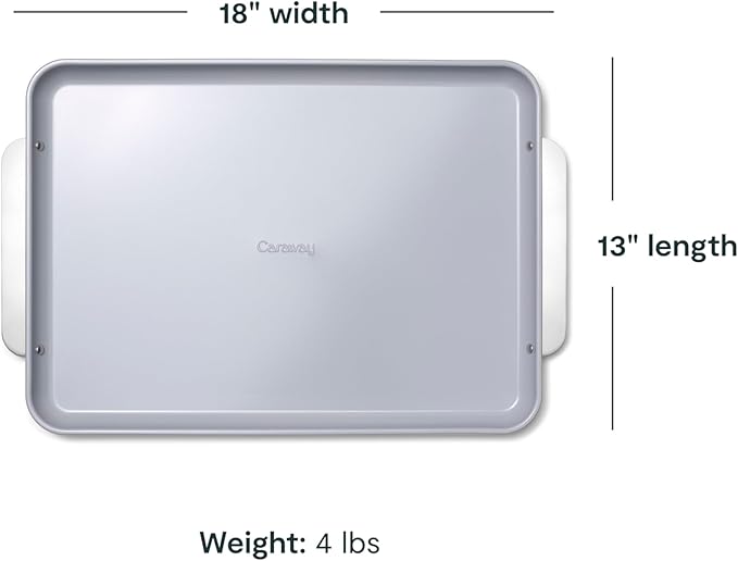 Caraway Non-Stick Ceramic Large Baking Sheet Duo - Naturally Slick Ceramic Coating - Non-Toxic, PTFE & PFOA Free - Perfect for Baking, Roasting, and More - Large (18" x 13") - Slate