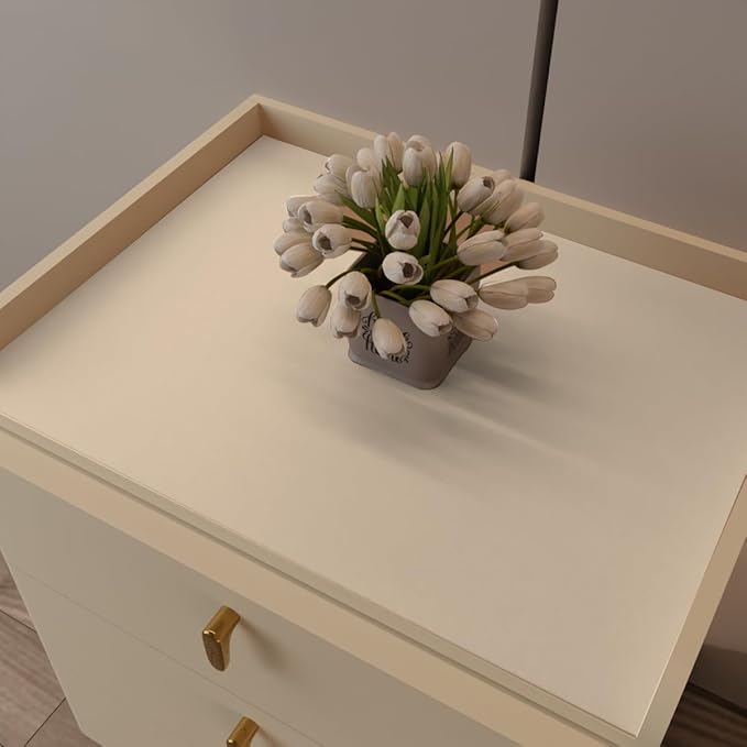 Leather Nightstand Cover,1.8mm Thick,15.75x23.6 Inch End Table Cover,Side Table Cover,Bedside Table Cover,Bedside Tablecloth.(Off White+Light Gray,15.75x23.6)