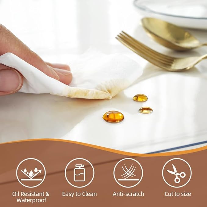 Warmstar Clear Table Cover Protector 18 x 60 Inch,1.5mm Thick Plastic Table Cover Rectangle,PVC Clear Table Protector,Desk Protector Mat for Kitchen, Dresser, Writing Desk，Dining Room Table