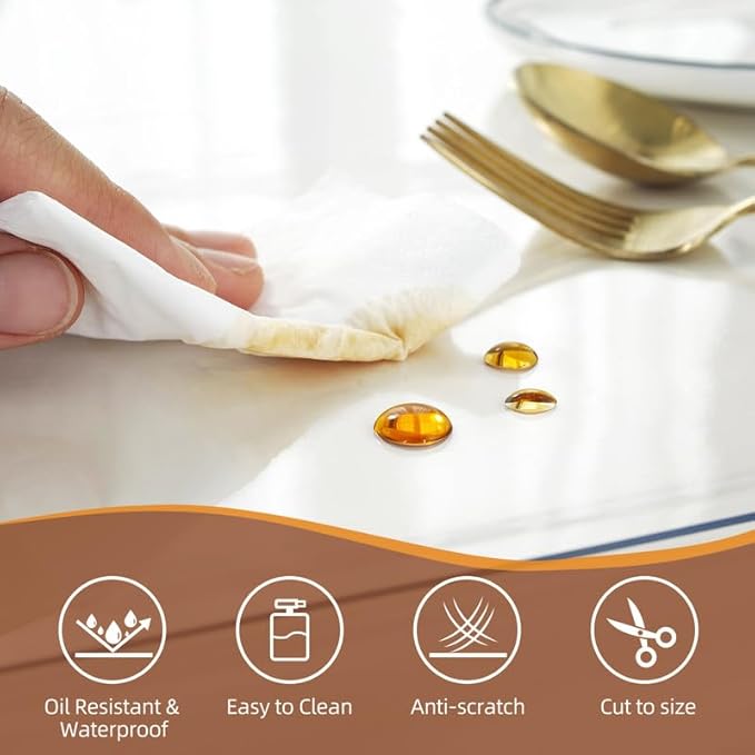 Warmstar Clear Table Cover Protector 30 x 30 Inch,1.5mm Thick Plastic Table Cover Rectangle,PVC Clear Table Protector,Desk Protector Mat for Kitchen, Dresser, Writing Desk，Dining Room Table