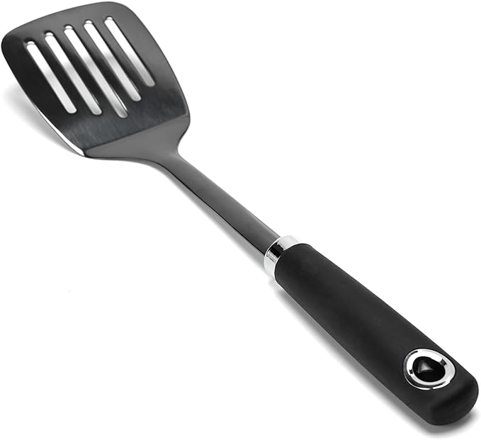 Brushed Slotted Stainless Steel Turner, Metal Spatulas for kitchen Use, Non-Slip Slotted Turner with Ergonomic Handle, Heavy Duty Cooking Utensils for Flipping Grilling Fish Eggs