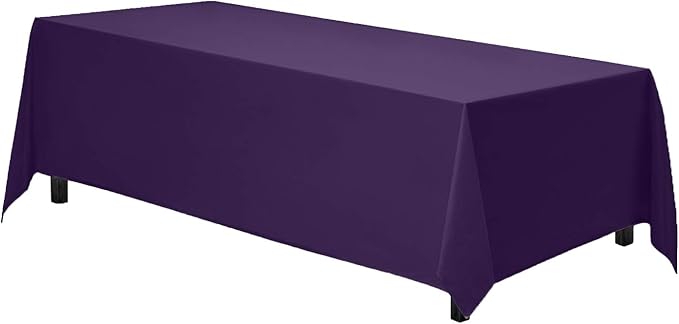 Gee Di Moda Rectangle Tablecloth - 70 x 120 Inch Purple - Heavy Duty Washable Polyester - For 6 or 8 Foot Rectangular Table