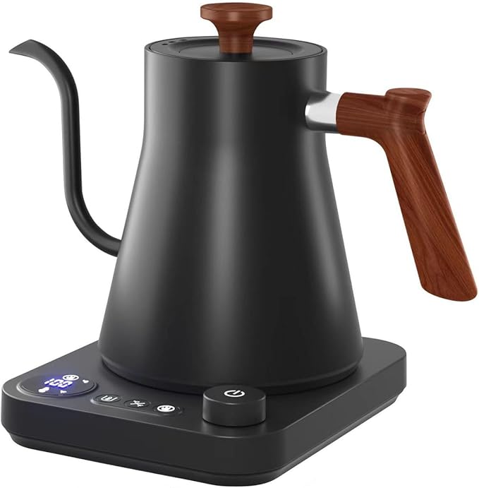 Electric Kettles, Gooseneck Electric Kettle, ±1℉ Temperature Control, Stainless Steel Inner, Quick Heating, for Pour Over Coffee, Brew Tea, Boil Hot Water, 0.9L (Black)