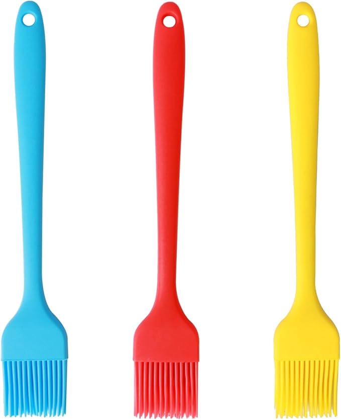 Silicone Basting Pastry Brush, Limso 3 PCS Heat Resistant Food Brush, Food Brush Suitable for BBQ Grill and Baking, Dishwasher Safe (3 Colors)