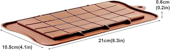 Silicone Break-Apart Chocolate, Food Grade Non-Stick Protein and Energy Bar Mold (Chocolate Bar Mold Set of 2) (2)