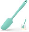 U-Taste Small Mini Silicone Spatula: 9×2inch 600ºF Heat-Resistant Food-Grade Jar Scraper for Kitchen Use, Non-Stick Seamless Flexible Baking Utensil for Mixing, Scraping Jam in Bowl or Cup (Aqua Sky)