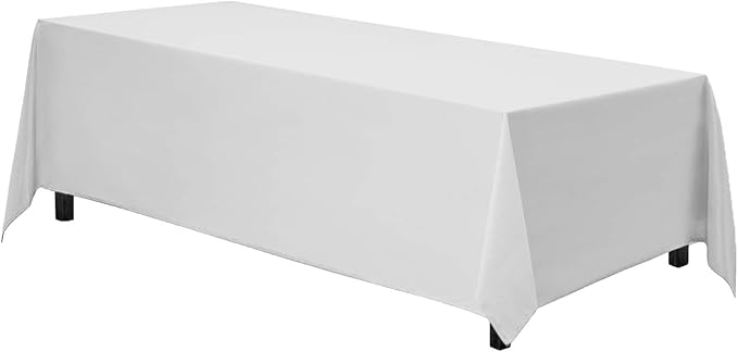 Gee Di Moda Rectangle Tablecloth - 70 x 120 Inch White Table Cloth for 6 or 8 Foot Rectangle Table - Heavy Duty Washable Fabric - for Buffet Table, Holiday Party, Dinner, Wedding & Baby Shower