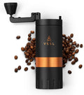 VSSL Java G45 Manual Coffee Grinder | Coffee for Camping | Bean Grinder | Travel Pour Over | Stainless Steel Conical Burr | ~ 45 Gram Capacity | Extendable Grind Handle | 50 Grind Settings | Carbon