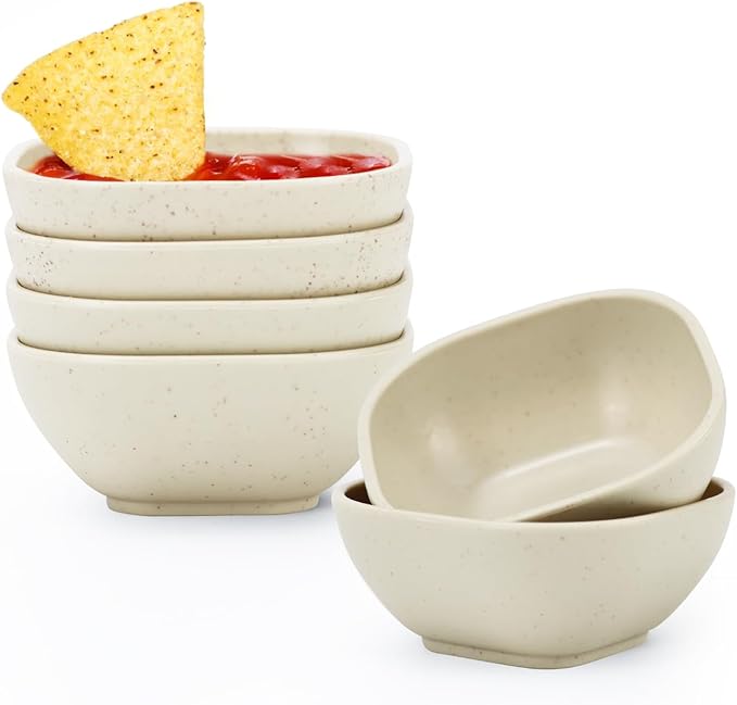 Homienly Soy Sauce Dishes,Wheat Straw Small Bowls Set of 6-4.5 OZ Small Dessert Bowls,Unbreakable Dipping Bowls,Dipping Sauce Cups,Mini Prep Bowls, Dip Bowls for Side Dish - Beige