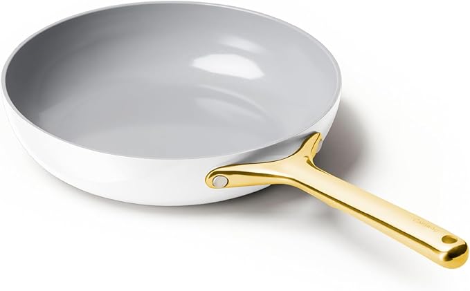 Caraway Nonstick Ceramic Frying Pan (2.7 qt, 10.5") - Non Toxic, PTFE & PFOA Free - Oven Safe & Compatible with All Stovetops (Gas, Electric & Induction) - White
