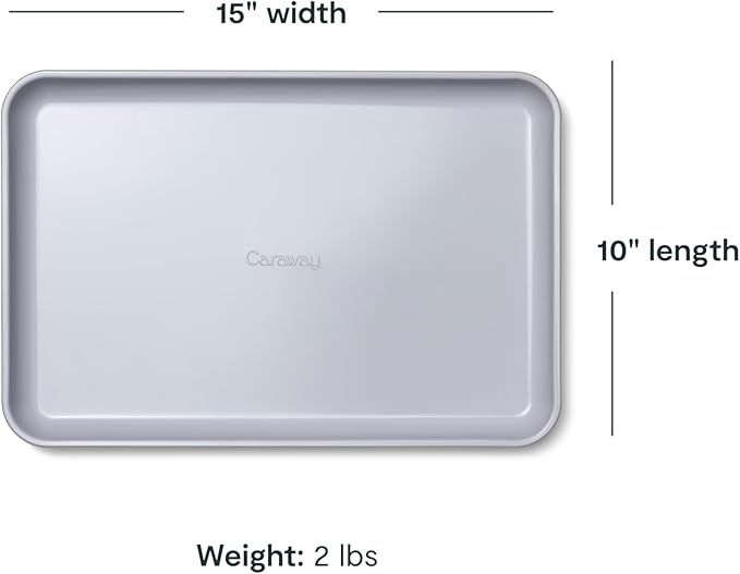 Caraway Non-Stick Ceramic Medium Baking Sheet - Naturally Slick Ceramic Coating - Non-Toxic, PTFE & PFOA Free - Perfect for Baking, Roasting, and More - Medium (15" x 10") - White