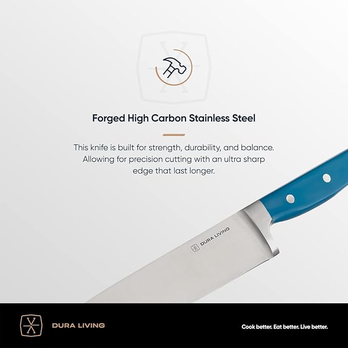 DURA LIVING 2-Piece Premium Kitchen Knife Set - Ultra-Sharp 5" Utility Knife & 3.5" Paring Knife, High Carbon Stainless Steel, Forged for Precision, Multipurpose Cooking Knives with Ergonomic Handles