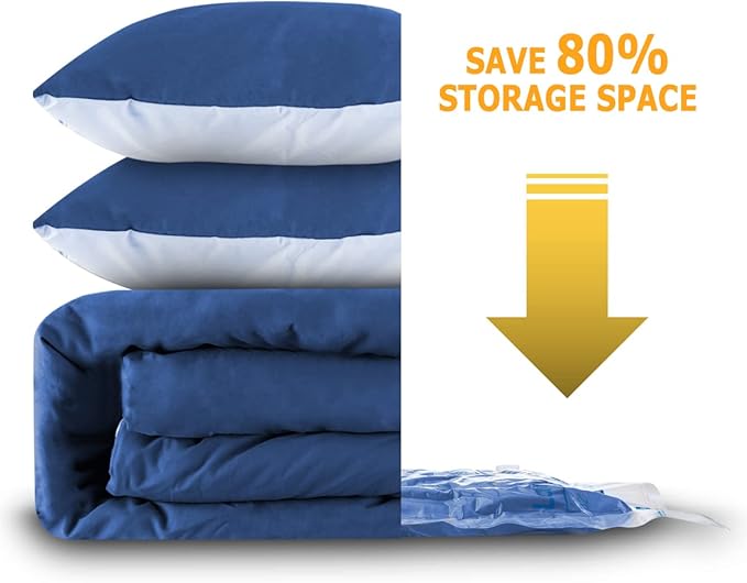 Vacuum Storage Bags 8 Combo (3 Jumbo/3Large/2 Medium), Space Saver Sealer Bags,Plastic Packaging Bags, Airtight Compression Bags for Clothes, Pillows, Comforters, Blankets, Bedding