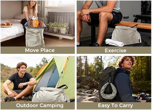 Travel Laundry Bag, Pump Free Vacuum Storage Bag Reusable Compression Dirty Clothes Travel Bag Waterproof Wet Dry Bags Large Capacity Space Saver Bags Camp Clothes Organizer (1 Pcs)(Gray, L)