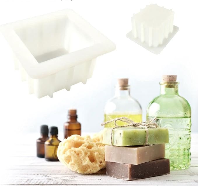 500ML Square Silicone Soap Mold, Resin, Pastry, Loaf, and Candle Mold Reusable Flexible DIY Soap Making Molds and Supplies