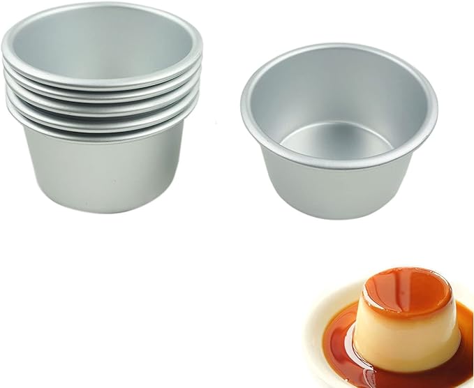 6 Packs Popover Pan， Large Individual Muffin Mold, Aluminium Pudding Cup, Chocolate Molten Mould, Raspberry Souffle Baking Maker, Brownie Tumbler -for Pie, Egg Tart, Cake (Size 3.4"x 2")