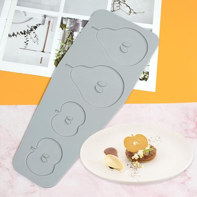 Hollow Leaf Silicone Mold Chocolate Candy 3D Hollow Leaf Candy Mold Food Cooking Meals Decorations Fondant Mold Polymer Clay Molds (Apple Pear B_9.96x4x0.12inch)