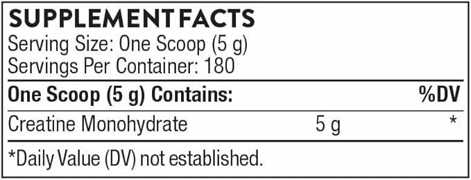 THORNE Creatine - Micronized Creatine Monohydrate Powder - Support for Muscles & Cognitive Function* - for Women & Men - Unflavored - NSF Certified for Sport - 5 g per Serving - 180 Servings
