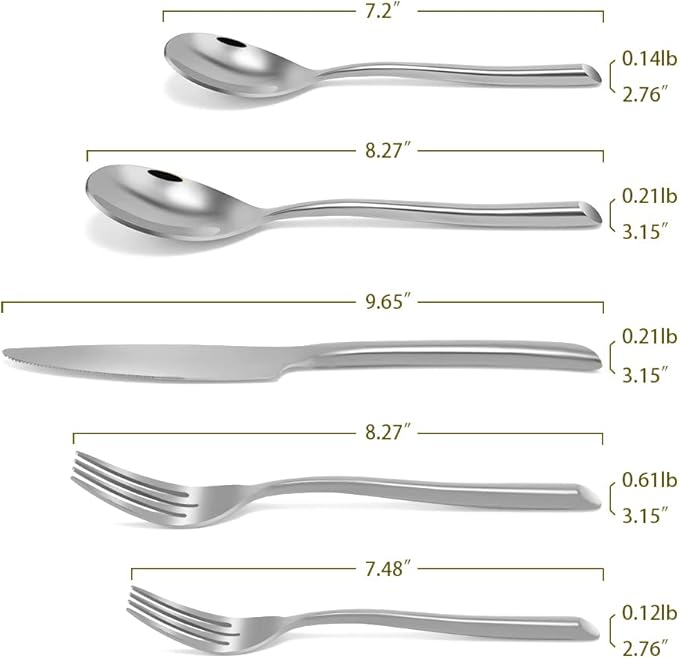 DEACORY Silverware Set Flatware Set Stainless Steel Cutlery Set Heavy Mirror Finished Dishwasher Safe Streamlined Handle Hotel Event Party Wedding Use 40 Pieces Service for 8