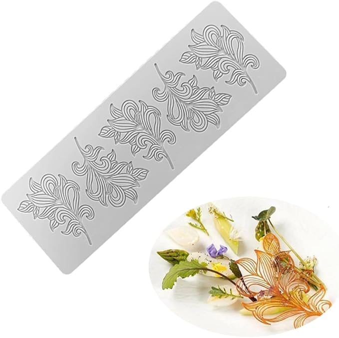 3D Hollow Leaf Fondant Lace Mold Multi Leaves Flower Candy Mold Chocolate Sugar Craft Cake Decoration Cupcake Top (A Leaf_11.92 * 4.2 * 0.12inch)