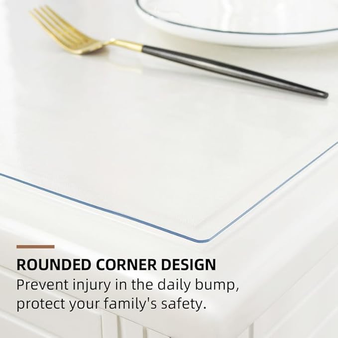 Warmstar Clear Table Cover Protector 54 x 54 Inch,1.5mm Thick Plastic Table Cover Rectangle,PVC Clear Table Protector,Desk Protector Mat for Kitchen, Dresser, Writing Desk，Dining Room Table