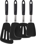 Set of 4 Silicone Spatula Utensils by Boxiki Kitchen. Professional Silicone and Stainless Steel Kitchen Spatula for Cooking, Pancakes, Eggs and Fish.
