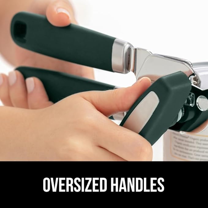GORILLA GRIP Heavy Duty Stainless Steel Smooth Edge Manual Can Opener and Bottle Openers, Soft Comfortable Handle, Oversized Handheld Turn Knob, US Designed Multifunctional Kitchen Tool, Hunter Green